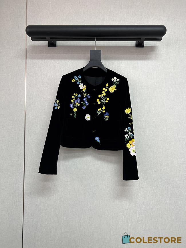 Colestore  Celine Embroidered Icone Jacket In Velet Black - 1