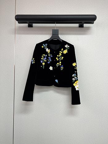 Colestore  Celine Embroidered Icone Jacket In Velet Black