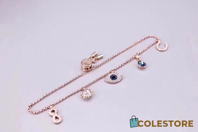 Colestore Swarovski Symbolica bracelet Crystal pearl, Clover, evil eye and horseshoe, Blue, Gold-tone plated - 1