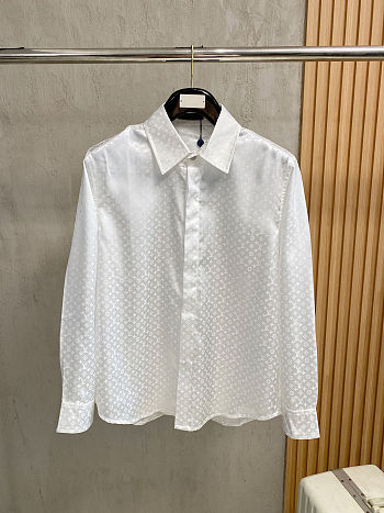 Colestore  Louis Vuitton Mini Monogram Silk Evening Shirt White 
