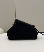 Fendi First Small Black Fur Bag Size 26x9.5x18cm - 5