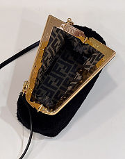 Fendi First Small Black Fur Bag Size 26x9.5x18cm - 4