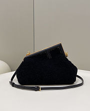 Fendi First Small Black Fur Bag Size 26x9.5x18cm - 1