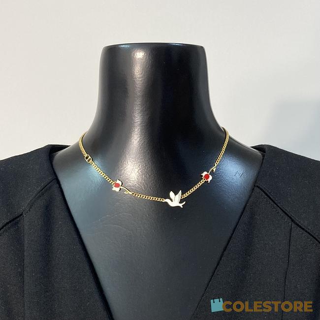 Colestore Dior Dioramour Doves & Roses Necklace Gold-Finish Metal and Multicolor Lacquer - 1