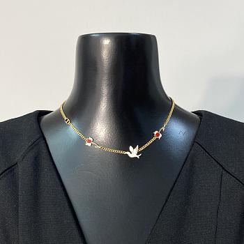 Colestore Dior Dioramour Doves & Roses Necklace Gold-Finish Metal and Multicolor Lacquer
