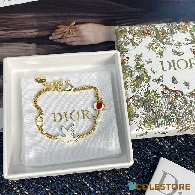 Colestore Dior Dioramour Doves & Roses Bracelet Gold-Finish Metal and Multicolor Lacquer - 1