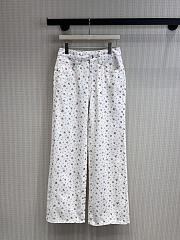 Colestore Miu Miu Ribbed Jersey Floral Motif and Discreet Embroidery Pants White/Tobacco - 1