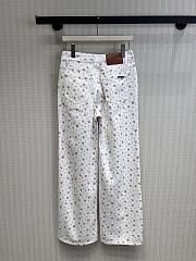 Colestore Miu Miu Ribbed Jersey Floral Motif and Discreet Embroidery Pants White/Tobacco - 6