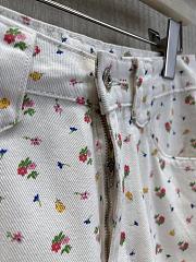 Colestore Miu Miu Ribbed Jersey Floral Motif and Discreet Embroidery Pants White/Tobacco - 5