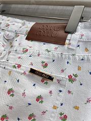 Colestore Miu Miu Ribbed Jersey Floral Motif and Discreet Embroidery Pants White/Tobacco - 4