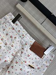 Colestore Miu Miu Ribbed Jersey Floral Motif and Discreet Embroidery Pants White/Tobacco - 3