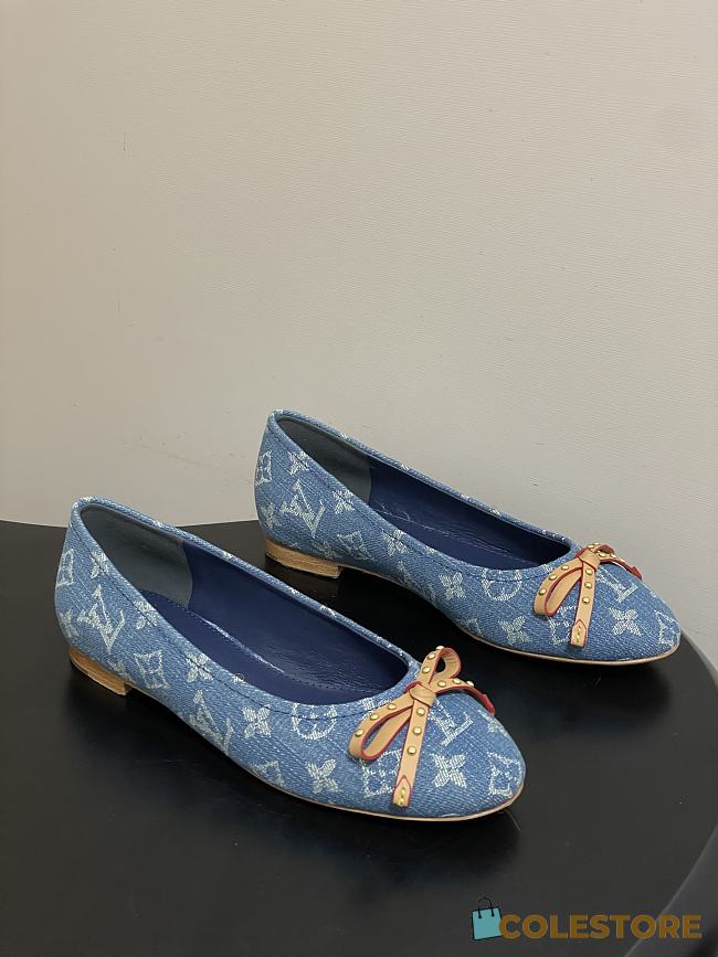 Colestore Louis Vuitton Nina Flat Ballerina Monogram Denim Blue - 1