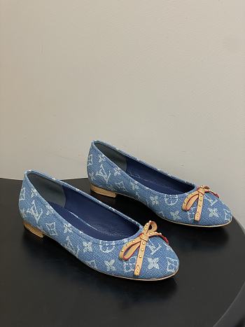 Colestore Louis Vuitton Nina Flat Ballerina Monogram Denim Blue