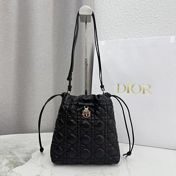 Colestore Dior Adiorable Mini Bucket Bag Black Cannage Lambskin 20 x 22 x 5.5 cm