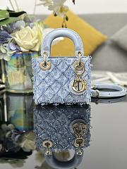 Colestore Dior Lady Dior Micro Bag  Ice Blue in Embroidered Fabric 12x10.2x5cm - 1