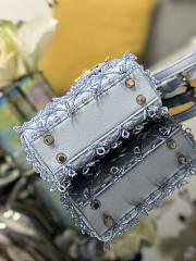 Colestore Dior Lady Dior Micro Bag  Ice Blue in Embroidered Fabric 12x10.2x5cm - 3