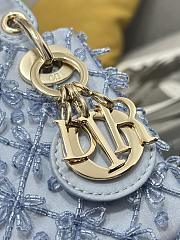 Colestore Dior Lady Dior Micro Bag  Ice Blue in Embroidered Fabric 12x10.2x5cm - 2