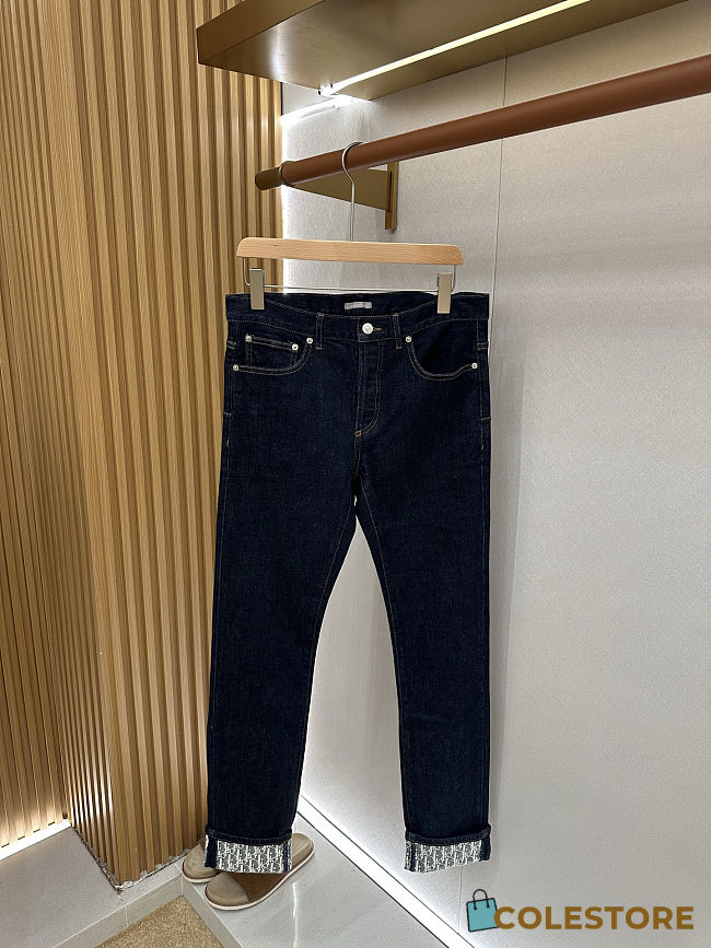 Colestore  Dior Boyfriend Jeans Blue Cotton Denim with Dior Oblique  Interior - 1