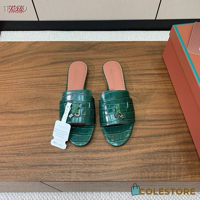 Colestore  Loro Piana Summer Charms Sandal Crocodile Leather Green - 1