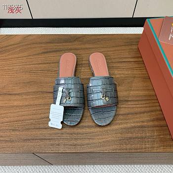 Colestore  Loro Piana Summer Charms Sandal Crocodile Leather Gray