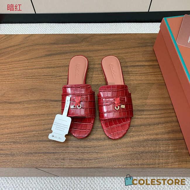 Colestore  Loro Piana Summer Charms Sandal Crocodile Leather Red - 1