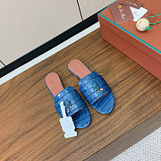 Colestore  Loro Piana Summer Charms Sandal Crocodile Leather Blue - 4