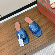 Colestore  Loro Piana Summer Charms Sandal Crocodile Leather Blue - 2