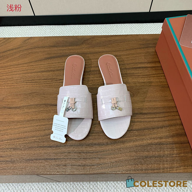 Colestore  Loro Piana Summer Charms Sandal Crocodile Leather Light Pink - 1