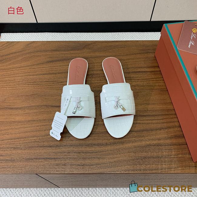 Colestore  Loro Piana Summer Charms Sandal Crocodile Leather White - 1