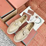 Colestore Loro Piana Women's Suede Loafer Walking Shoe in Beige - 1