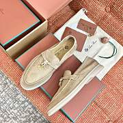 Colestore Loro Piana Women's Suede Loafer Walking Shoe in Beige - 3