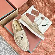 Colestore Loro Piana Women's Suede Loafer Walking Shoe in Beige - 2