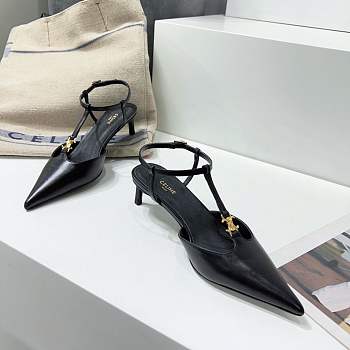 Colestore Celine Kitten T-Bar Strap Pump In Calfskin Black