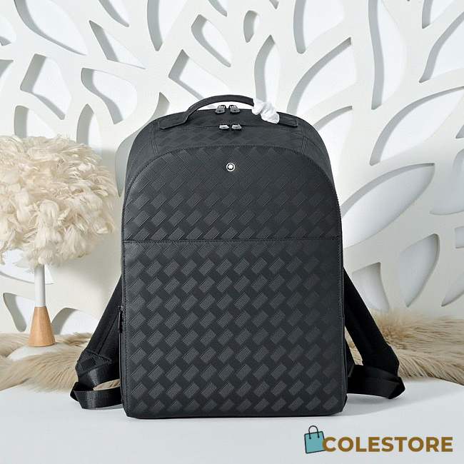 Colestore  Montblanc Large Backpack with 3 Compartments in Extreme Leather Black 44x32x15cm - 1