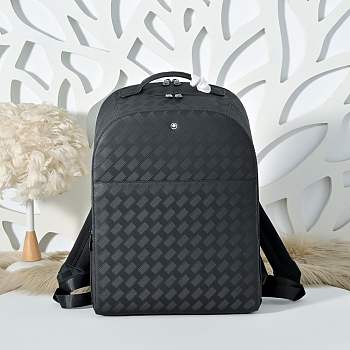 Colestore  Montblanc Large Backpack with 3 Compartments in Extreme Leather Black 44x32x15cm