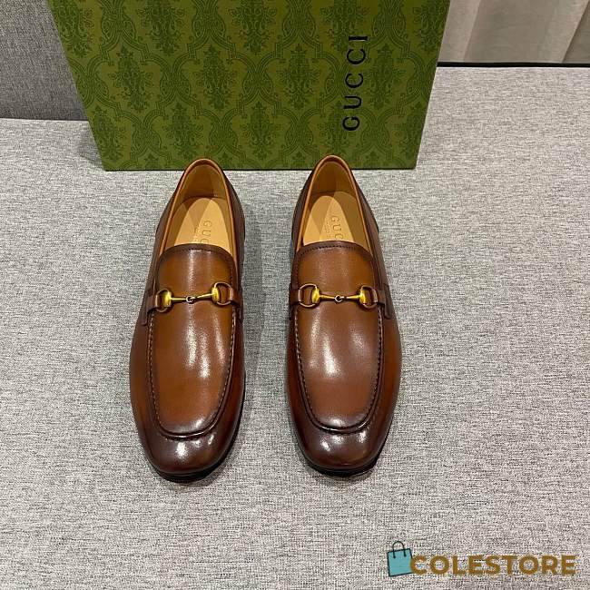 Colestore  Gucci Brown Leather Gucci Jordaan Loafer - 1