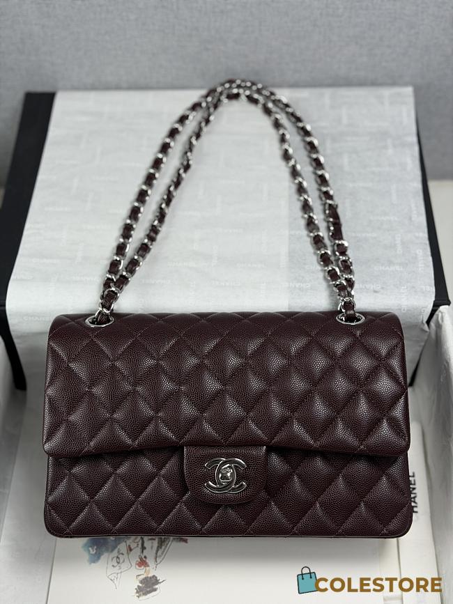 Colestore Chanel Dark Brown Quilted Leather Classic Double Flap Bag Silver Hardware 25cm - 1