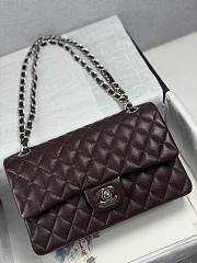 Colestore Chanel Dark Brown Quilted Leather Classic Double Flap Bag Silver Hardware 25cm - 4