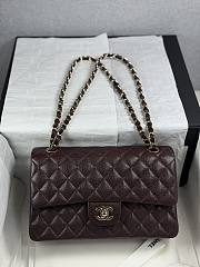 Colestore Chanel Burgundy Quilted Leather Classic Double Flap Bag Gold Hardware 25cm - 1