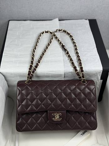 Colestore Chanel Burgundy Quilted Leather Classic Double Flap Bag Gold Hardware 25cm