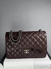 Colestore Chanel Dark Brown Jumbo Caviar Classic Flap Bag Silver Hardware 30cm - 1