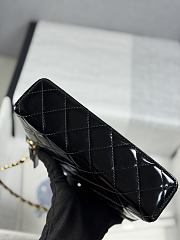 Colestore Chanel Top Handle Long Vanity Case with Chain Black Shiny Lambskin Aged Gold Hardware 17x19.5x5cm - 6