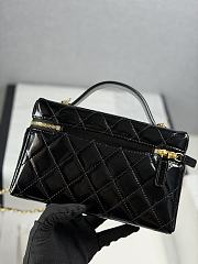 Colestore Chanel Top Handle Long Vanity Case with Chain Black Shiny Lambskin Aged Gold Hardware 17x19.5x5cm - 3
