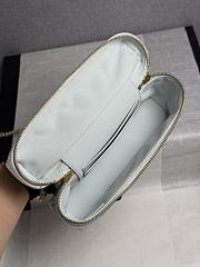 Colestore Chanel Top Handle Long Vanity Case with Chain Light Blue Shiny Lambskin Aged Gold Hardware 17x19.5x5cm - 3