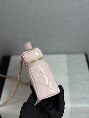 Colestore Chanel Top Handle Long Vanity Case with Chain Light Pink Shiny Lambskin Aged Gold Hardware 17x19.5x5cm - 6