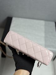 Colestore Chanel Top Handle Long Vanity Case with Chain Light Pink Shiny Lambskin Aged Gold Hardware 17x19.5x5cm - 5