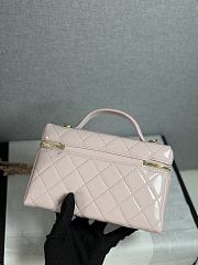 Colestore Chanel Top Handle Long Vanity Case with Chain Light Pink Shiny Lambskin Aged Gold Hardware 17x19.5x5cm - 3