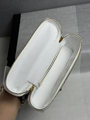 Colestore Chanel Top Handle Long Vanity Case with Chain White Shiny Lambskin Aged Gold Hardware 17x19.5x5cm - 3