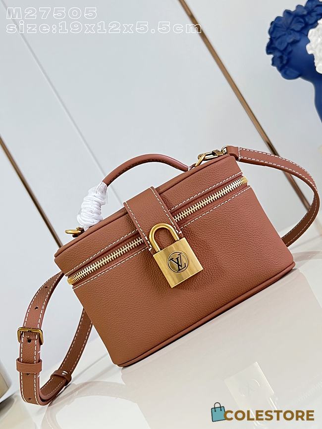 Colestore Louis Vuitton Low Key Vanity Bag Cognac Brown Calfskin 19 x 12 x 5.5 cm - 1