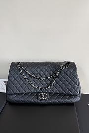 	 Colestore Chanel Maxi Classic Flap Bag in Grained Calfskin Black Silver-Tone Hardware 46.6x29x17cm - 1